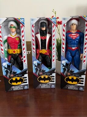 New DC comics holiday edition Robin, Batman and Superman action figure